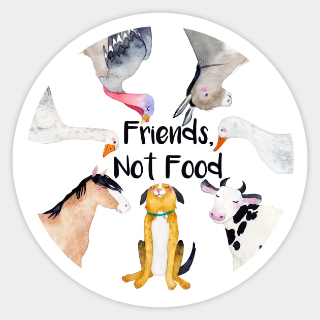 Vegan slogan Friends, Not Food Sticker by SeaAndLight